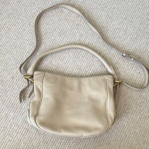 Medium Size Cream Leather Shoulder Bag from J Crew